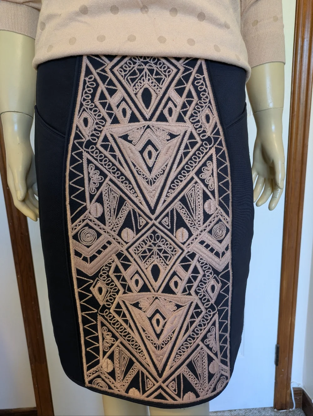 Tibi Pencil Skirt with Blush Embroidered Panel, ASO Serena Van Der Woodsen NWOT - Picture 3 of 16